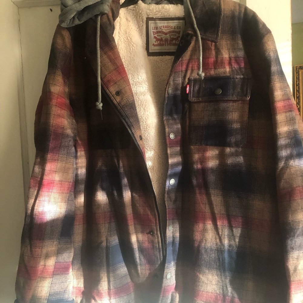 Levi's Men's Hooded Plaid Sherpa Jacket